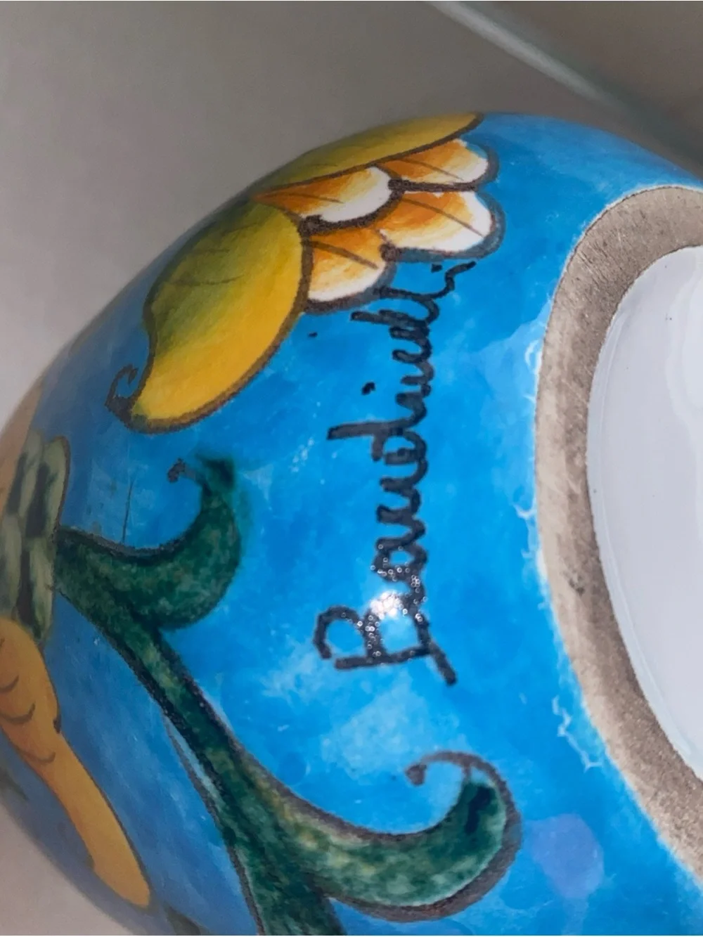 Baudinelli Italy‎ Art Vase Bird Floral Vintage Signed